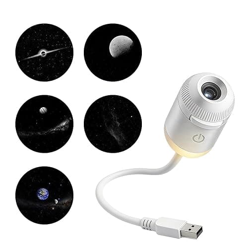 asfanst 2-in-1 Galaxy Projector Night Light, USB Starry Sky Night Light Projector with Adjustable Brightness, Mini LED Projection Lamp for Bedroom Ceiling Wall Room Decor (B-5 Projection Films) - Image 1