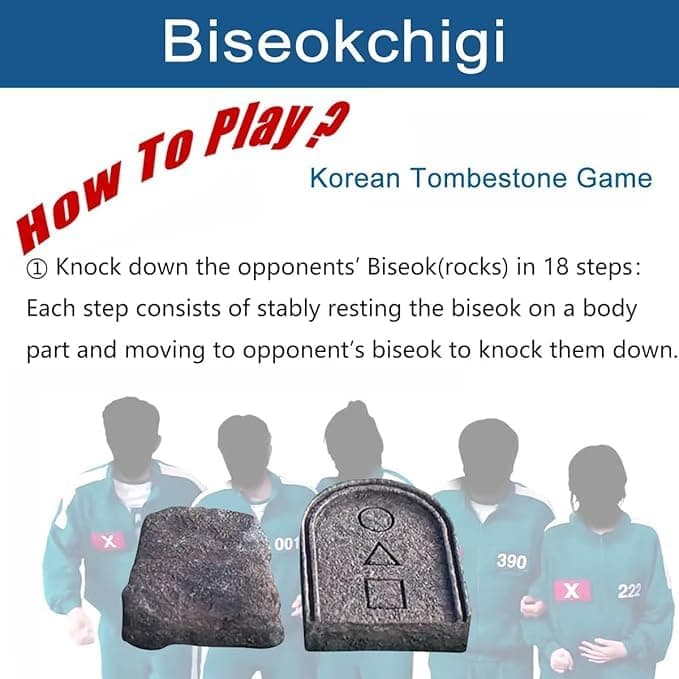 Korean Games for Kids & Families – 5-in-1 Set: Gonggi, Ddakji, Paengi, Jegi Kick & Biseokchigi – Fun Hand-Eye Coordination Training – Squid Game Pentathlon Play Set thumbnail 9