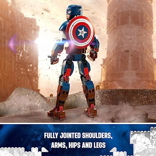LEGO Marvel Captain America Construction Figure 76258 Buildable Marvel Action Figure, Posable Marvel Collectible with Attachable Shield for Play and Display, Avengers Toy for Boys and Girls Ages 8-12 thumbnail 4