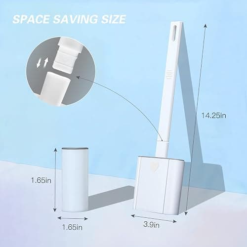 Toilet Brush, 2 Pack Bathroom Silicone Toilet Brushes and Holder Sets with No-Slip Long Plastic Handle and Soft Flexible Bristles, Toilet Brushes with holders and Base for Anti-drip (White) thumbnail 2
