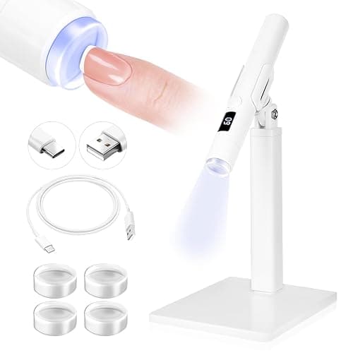 SAVILAND 9W White Flash Cure Gel Nail Lamp UV Light for Nails with Stand | LCD display, 8s quick drying, Cordless handsfree, Silicone nail stamper use, Salon & home manicure tool - Image 1