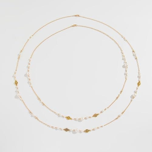 Long Pearl Necklaces for Women Pearl Long Chain Necklace Dainty Gold And Long Pearl Necklaces Layered Pearl Necklace Statement Sweater Strand Chain Jewelry thumbnail 4
