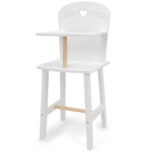 509 Crew: Little Flora - Wooden Doll Highchair - Flower-White-Pink, Feeding Station, Doll & Stuffed Animals Accessory, Pretend Play Toy, Kid 3+ - Image 1