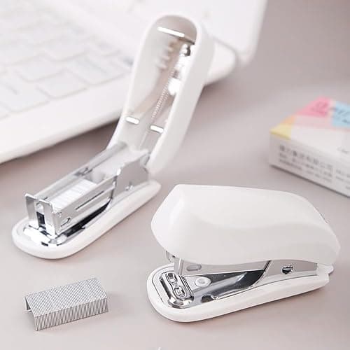 White Color Mini Stapler with Staples,Small Cute Stapler for Desk,Gift for Student or Office Use (White) thumbnail 4