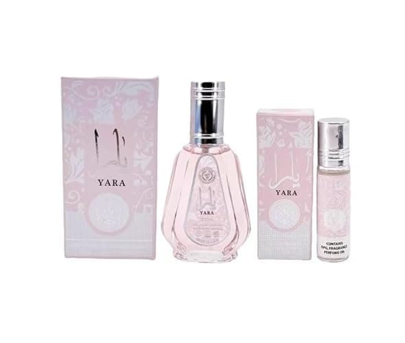 Bundle of Pink Yara Eau De Parfum 1.7 FL OZ and Yaara Roll On 10ml intended for Ard Al Zaafaran - Image 1