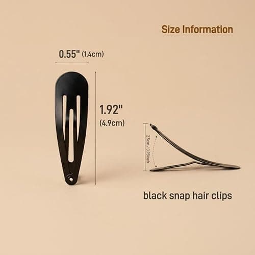 40 Pack Black 2 Inch Barrettes Women Metal Snap Hair Clips Accessories thumbnail 5