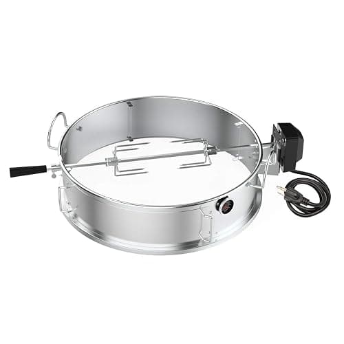 onlyfire Stainless Steel Multi-purpose Rotisserie and Pizza Combo Kit | For Weber 22-Inch Kettle Charcoal Grills, Include Pizza Peel and Pizza Stone thumbnail 7