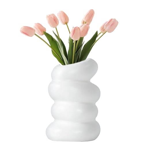 White Flower Vases Plastic Spiral Vase Modern Fall Minimalist Vase Small Pampas Grass Decorative Vases Flower Arrangement Container for Home Decor Wedding Table Party (1Pcs) - Image 1