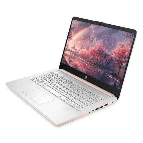 HP 14" Business Laptop Computer with Microsoft Office 365, 4-Core Intel Processor, 128GB SSD + 1TB Cloud Storage, 8GB RAM, Windows 11, SageNova Earphones, Pale Rose Gold thumbnail 3