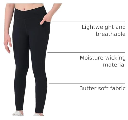 MEJING Girls V Crossover Yoga Pants with Pockets Butter Soft High Waisted | Teen Kids Youth Athletic Leggings, High Stretch, No See Through, Moisture Wicking, Dance Gymnastics Workout Active Running thumbnail 4