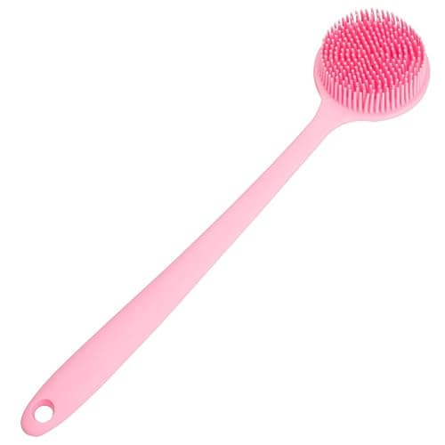 DNC Soft Silicone Back Scrubber Shower Bath Body Brush with Long Handle (Pink) thumbnail 6