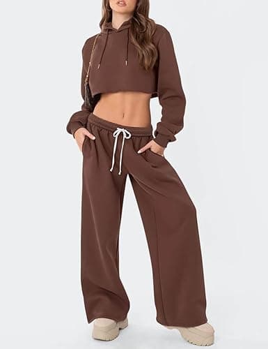 HeSaYep Women's Fleece Lined Sweatpants Wide Leg Thermal Winter Warm Baggy Sweat Pants with Pockets thumbnail 7
