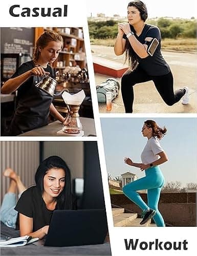 Kinglaman 4 Pack Women Basic T Shirts Tees Workout Short Sleeve Casual Tops | Loose fit, Crew neck, Athletic gym tops, Soft fabric for daily workout wear thumbnail 7