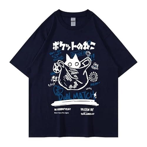 Unisex Cartoon T-Shirts Harajuku Kawaii Cat Letter Printed Short Sleeve Tees Couple Loose Clothes Y2K Tops thumbnail 4