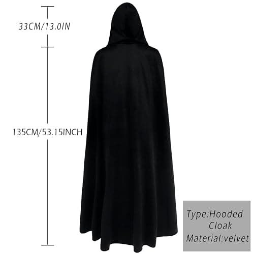 L'VOW Medieval Velvet Hooded Cape Renaissance Cloak with Brooches | for Elf, Wizard Cosplay, Halloween, Viking, LARP, Fantasy, Women Men Ren Faire Costume thumbnail 4