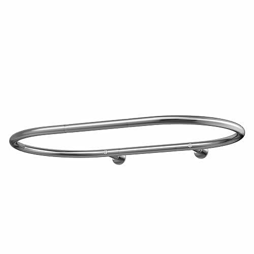 Sikaiqi Aluminum Alloy Oval Shower Curtain Rod Hoop Square Shape Bathroom Rod for Clawfoot Tub Free Standing Tubs (Silver: L 43.3, W 25") - Oval Aluminum-Silver thumbnail 5