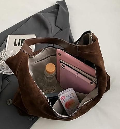 Women’s Trendy Suede Tote Bag Shoulder Bags For Women Fall Underarm Bag Winter Hobo Bag Work Purses Suede Travel Handbag thumbnail 6