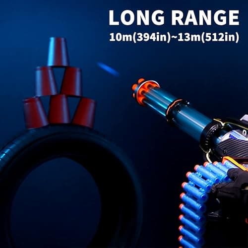 FEIDAMA Gatling Toy Gun for Kids, Soft Foam Bullets, 10-13m Range, 60 Darts, 360 Rotation, Blue thumbnail 3