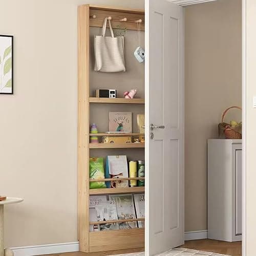 Eqvexd Narrow Storage Rack Behind The Door 3-4Tier,Behind The Door Storage Organizer Books,Space-Saving Wall Mount Narrow Bookshelf for Bedroom,Living Room,Home,Office,Behind Doo thumbnail 6