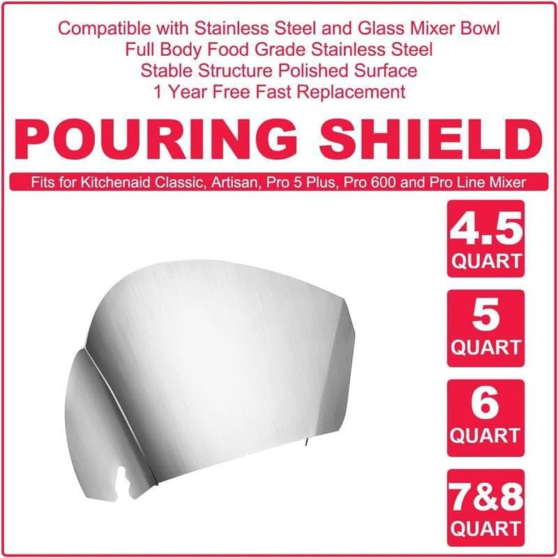 PC-10 Pouring Chute Compatible with KitchenAid Stand Mixer with Stainless Steel Bowl, Silver 1Pcs thumbnail 3