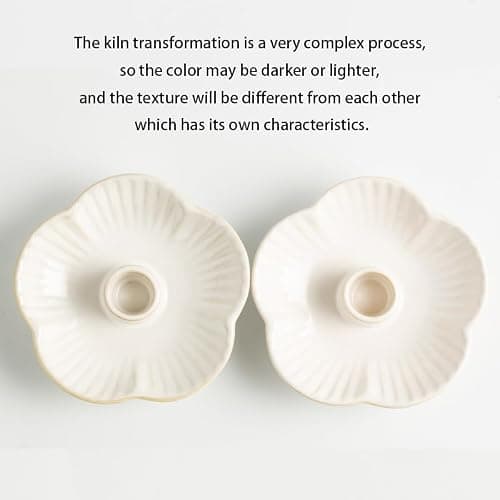 Ceramic Candlestick Holder， Candle Holder for Taper Candles,Incense, Santo Palo, Halloween Christmas Wedding Parties, Dining Room Home Decoration Display - White thumbnail 5