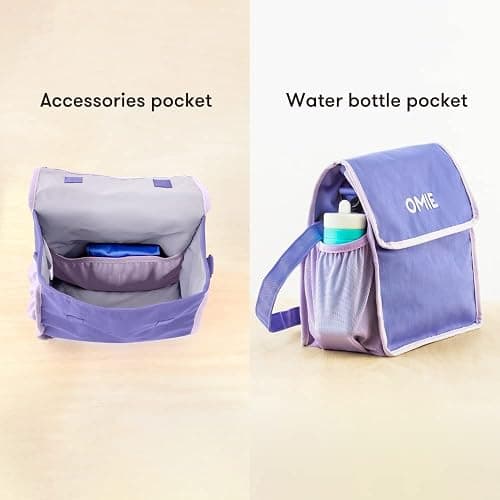 Omie OmieBox Lunch Bag - Washable, Foldable, Durable, WaterResistant Fabric with Interior Pocket and External Bottle Holder (Purple) thumbnail 6