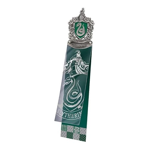 The Noble Collection Harry Potter Slytherin Crest Bookmark - 6.7in (17cm) Die Cast Metal, PVC and Card Bookmark - Officially Licensed Film Set Movie Gifts Stationery thumbnail 6