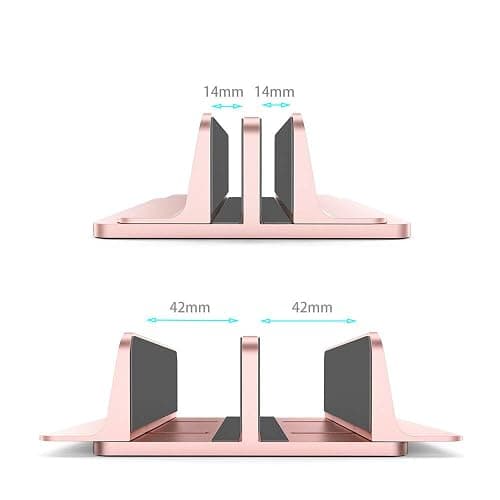 BECEMURU Adjustable Aluminum Laptop Stand, Rose Gold, Fits 14mm to 42mm Laptop Thickness, Protective Non-slip Mat thumbnail 7
