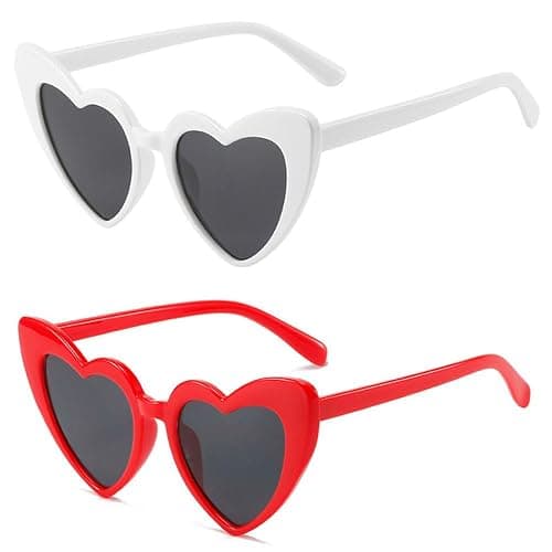 YooThink Love Heart Shaped Sunglasses for Women,Vintage Cat Eye Mod Style Retro Glasses - Image 1