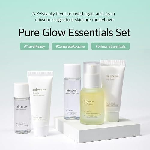 mixsoon Pure Glow Essentials Set-5-Step Skincare Kit - Hydrating Skincare Gift Set, Cleansing Oil, Foam, Toner, Essence, Cream (15ml*1+20ml*3+30ml*1) 105ml / 3.55 Fl. Oz. Korean Glass Skin Care thumbnail 2