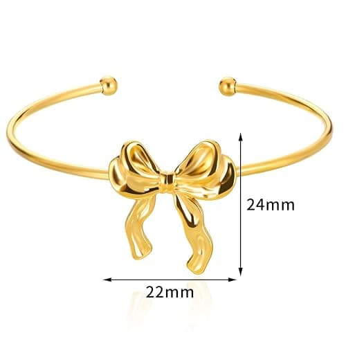 18K Gold Bow Bracelets for Women Silver Plated Ribbon Bow Tie Knot Bracelets Elegant Jewelry Gift for Women thumbnail 6