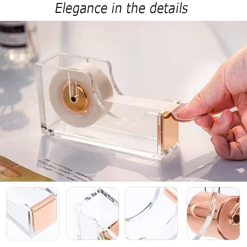 Rose Gold Office Supplies and Accessories, Acrylic Stapler, Staple Remover, Tape Holder, Ballpoint Pen, Scissor, Binder Clips, Staples, Phone Holder, Ruler, Transparent Glue and 300 Notes thumbnail 4