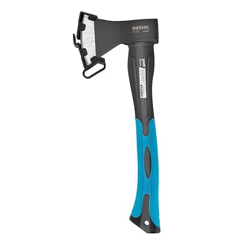 Chopping Axe, 15”Outdoor Hatchet Forged Carbon Steel Heat Treated Hand Maul Tool, Fiberglass Shock Reduction Handle with Anti-Slip Grip, Blue - Image 1