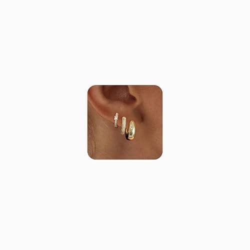 MOROTOLE Small Hoop Earrings for Women，Hypoallergenic 14k Gold Plated Hoop Earring Stacks Small Gold Huggie Earrings Fashion Jewelry for Women thumbnail 2