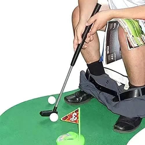 Golf Toy Set Toilet Game Golf Toy, Toilet Golf Mini Suit Leisure Sports Toy-Bathroom Mini Putter Golf Game Mat Set - Image 1