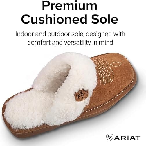 ARIAT Women's Jackie Square Toe Warm Soft Genuine Suede Leather Indoor Outdoor Slippers with Plush Collar thumbnail 9
