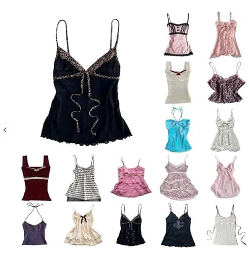 Damen Sexy Spaghettiträger Tops - Vintage Y2K Geparden-Print Cropped Camisole Slim Fit Ärmelloses Tank Top für Sommer Casual Streetwear Ausgehen Party - Image 1