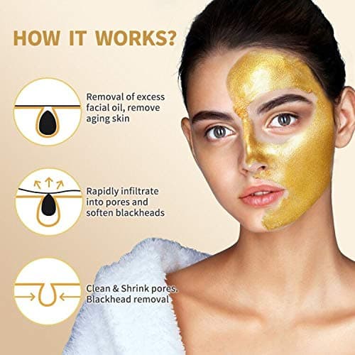 Blackhead Remover Mask, 24K Gold Peel Off Mask, Gold Facial Mask Anti-Aging, Deep Cleansing, Reduces Fine Lines＆ Wrinkles Great for All Skin, With Blackhead Remover Extractor Tools Kit & Brush thumbnail 3