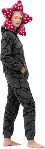 Pigiama Unisex 3D D-Demogorgon a Maniche Lunghe Pigiama Monopezzo D-Demogorgon con Cappuccio in Pile Indumenti da Notte Autunno Inverno Natale Pigiameria per Adulti thumbnail 2