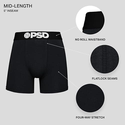 PSD Underwear Mens Boxer Briefs - Solid Basics, Mid Length Pack & Singles, Soft & Breathable Boxer Briefs for Men thumbnail 2