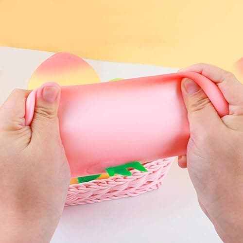 Peach Squishies, Peachs Fruit Slow Rising Soft Toy, Realistic Peach Shaped Fruit Squeeze Balls, Flexible Fidget Toys Decompression Gift for Adults Kids thumbnail 7
