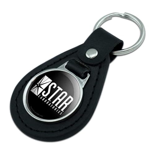 GRAPHICS & MORE Black Leather The Flash TV Series STAR Labs Logo Keychain thumbnail 2