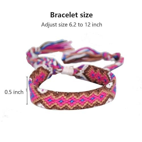 Tangser Nepal Woven Friendship Bracelets with a Sliding Knot Closure for Women, Kids, Girls, VSCO Girl and Men – Adjustable - Mix Color Random（Pack of 12） thumbnail 3