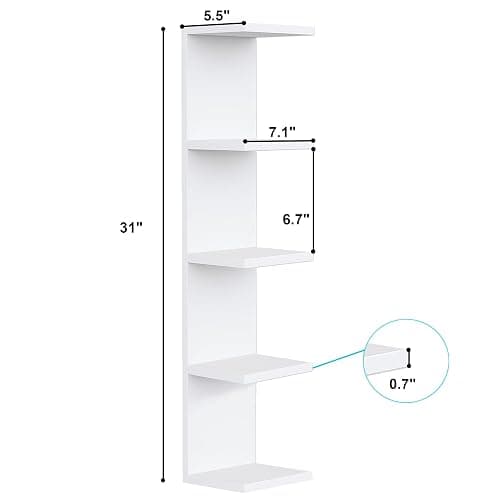 LitaEther 5 Tier White Lack Wall Shelf - Multi-Functional Display Organizer for Anime Figures, Funko Pop, Plants, Makeup & Books (7.1" x 5.5" x 30.7") – Space-Saving Floating Shelf for Home & Office thumbnail 3