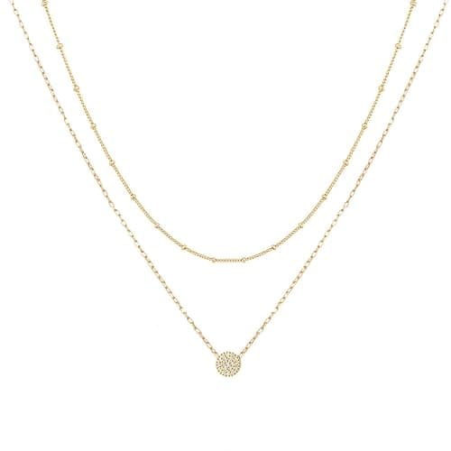 LOKLIFFAI Gold Dainty Choker Necklace Cz Pearl Pendant Necklace 18k Gold Plated Beads Chain Layered Necklace for Women Jewelry Gifts - Image 1