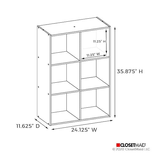 ClosetMaid Cubeicals 6 Cube Storage Shelf Organizer Bookshelf, Stackable, Vertical or Horizontal, Easy Assembly, Wood, White Finish thumbnail 9