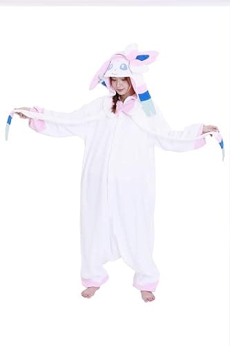 SAZAC Sylveon Pokemon Kigurumi Adult Onesie - Luxurious Halloween Costume for Adults, Durable & Machine Washable Pajamas thumbnail 4