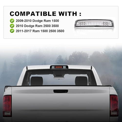 PIT66 LED Bar 3rd Brake Light, Compatible with 2009-2017 Dodge Ram 1500 2500 3500 I Type High Mount Stop Light Rear Tail Cargo Lamps Clear Lens Chrome Housing thumbnail 4