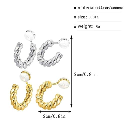 XIANQI 24K Gold Clip On Hoop Earrings Gold Plated Non Pierced Hoop Chunky Clip on Hoop Earrings for Women thumbnail 5