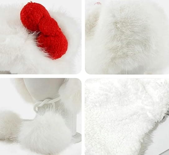 Cute Plush Hat White Cat Ear Bowknot Hat for Women Cartoon Winter Thickened Anti-Freezing Faux Fur Hats with Pom Earflap thumbnail 4